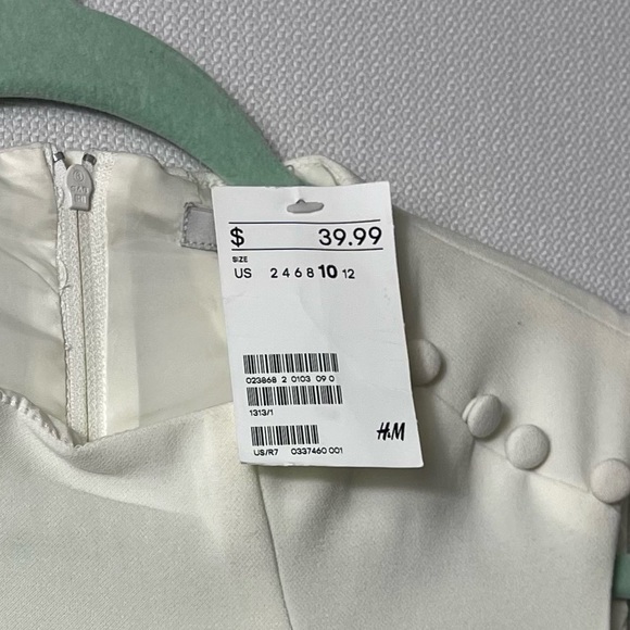 H&M Women's Sheath Dress Ivory Black Shoulder Button Sleeveless 10 New w/ tag - Picture 9 of 9